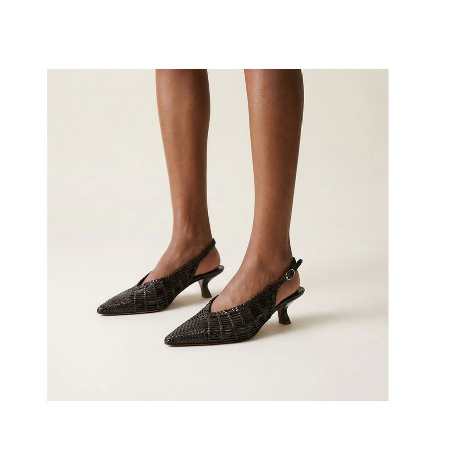 PONS QUINTANA slingback donna in pelle intrecciata caffe
