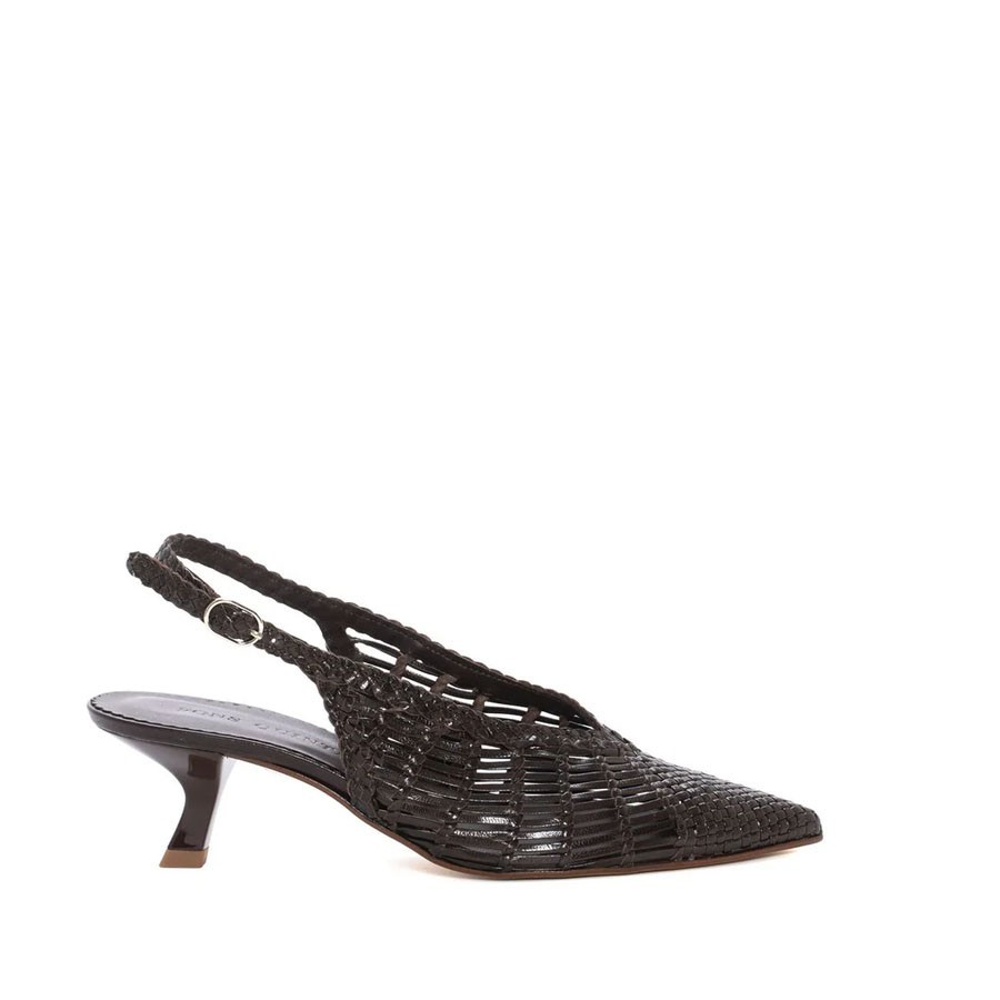 PONS QUINTANA slingback donna in pelle intrecciata caffe