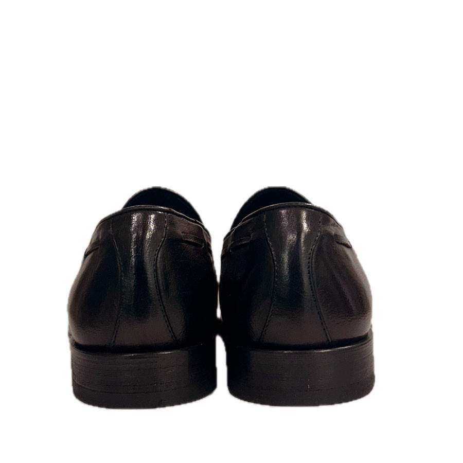 Men's moccasin in brushed burgundy leather