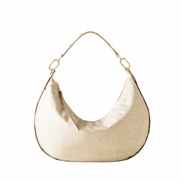 Borbonese medium hobo bag Frame Op Fabric and sand leather