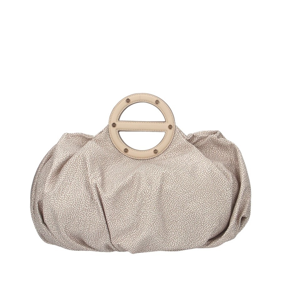 Borbonese medium Vis a Vis satchel bag in Op fabric and sand leather