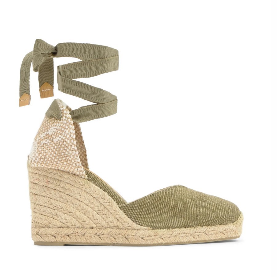 Castañer Carina espadrilles wedge sandal olive