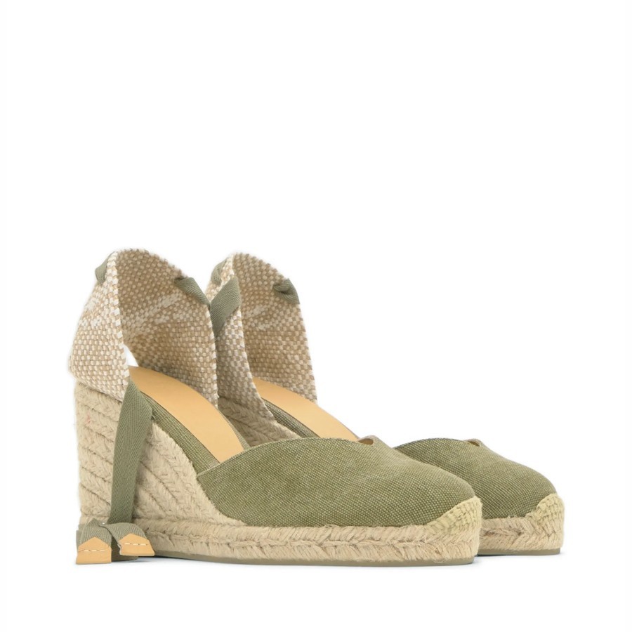 Castañer sandalo Carina espadrillas zeppa olive