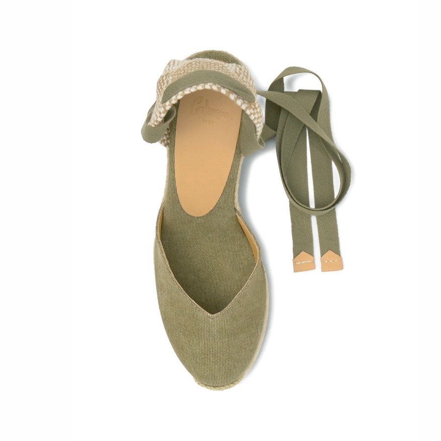 Castañer Carina espadrilles wedge sandal olive