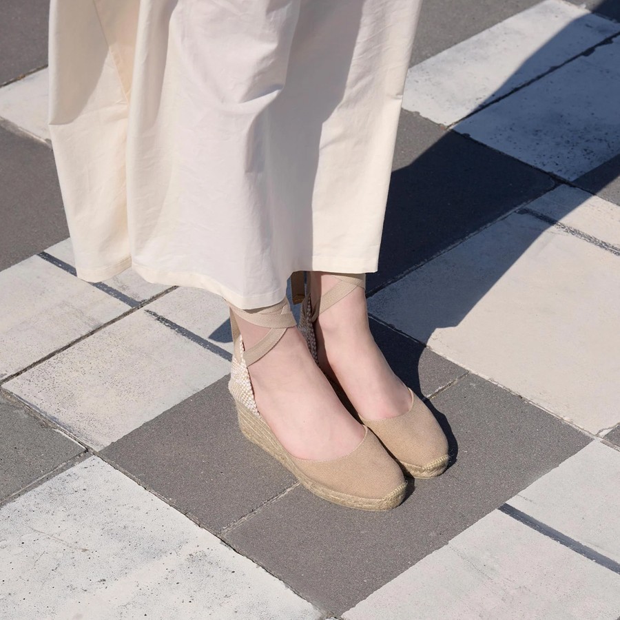Castañer sandalo Carina espadrillas zeppa sand