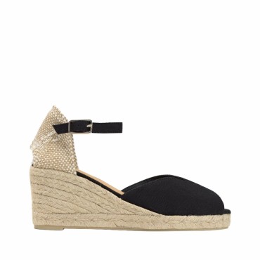 Castañer Bianca sandal, open-toe espadrilles, black wedge