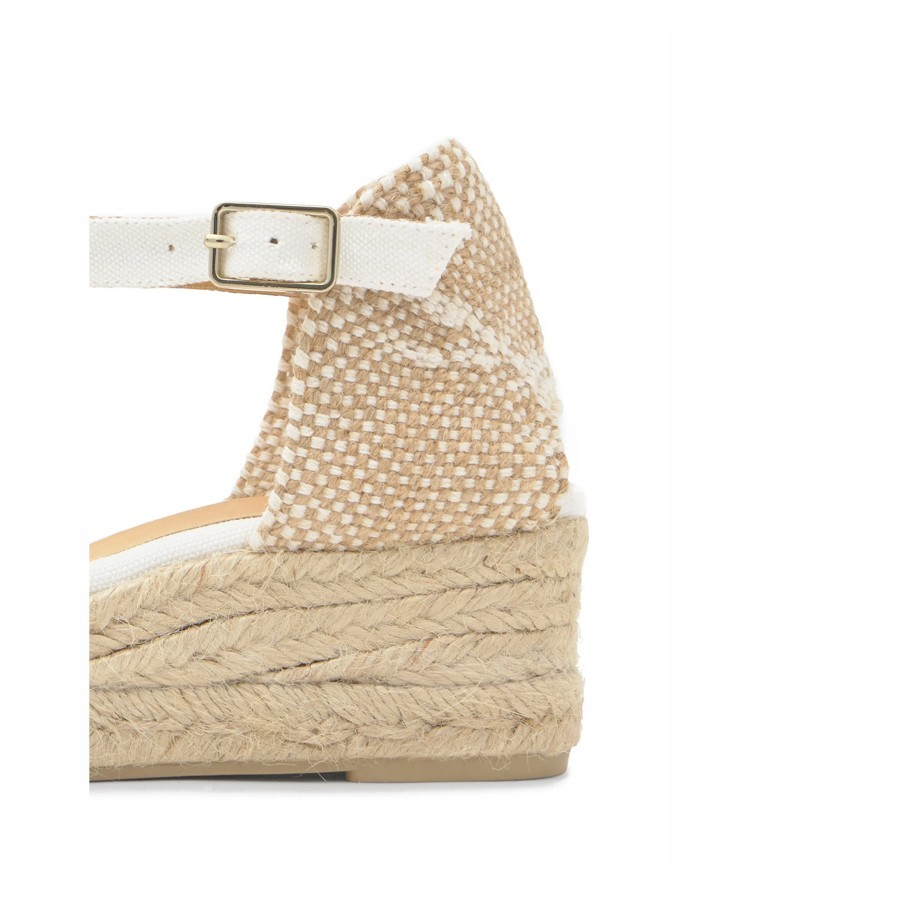 Castañer sandalo zeppa espadrillas Carol blanco
