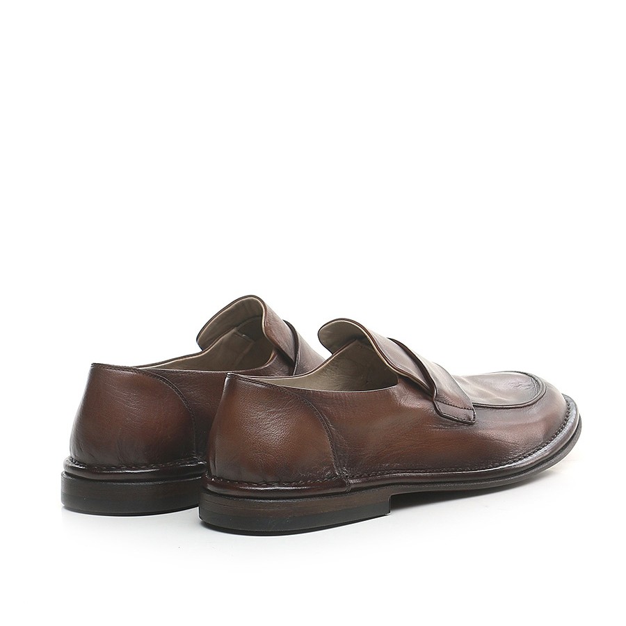 PANTANETTI uomo moccassino in pelle delavè marrone