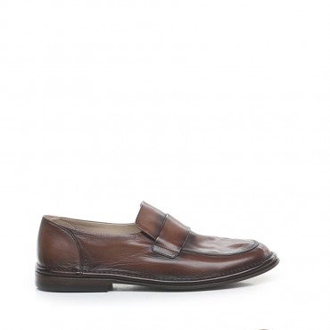 PANTANETTI uomo moccassino in pelle delavè marrone