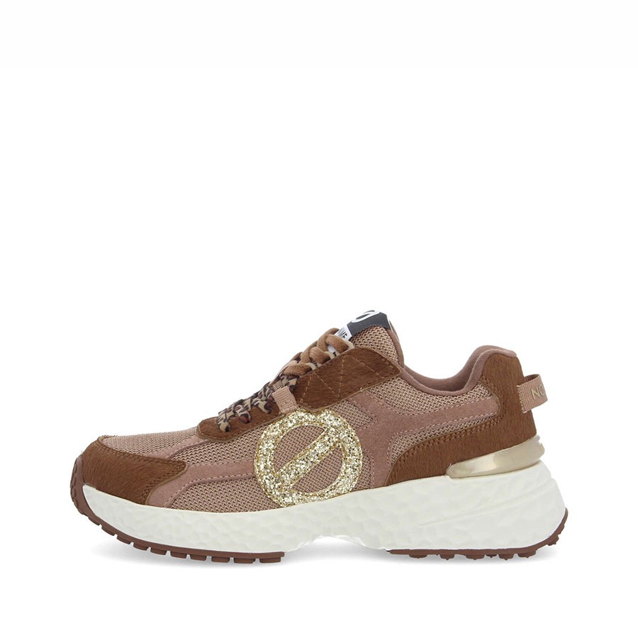 No Name sneakers donna Carter Runner 2.0 Knit Pony Glitt Choco Gold