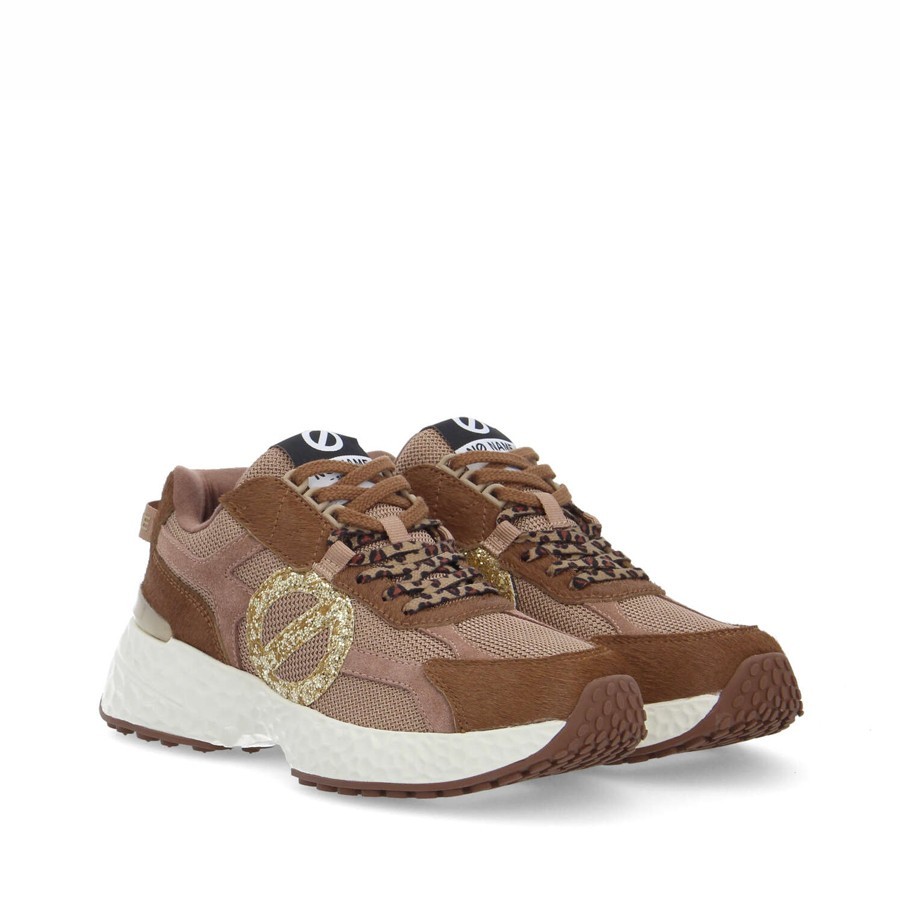 No Name sneakers donna Carter Runner 2.0 Knit Pony Glitt Choco Gold