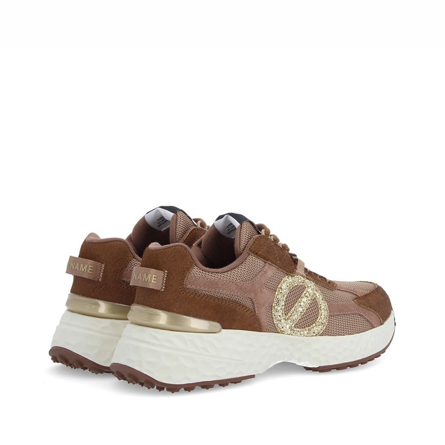 No Name sneakers donna Carter Runner 2.0 Knit Pony Glitt Choco Gold