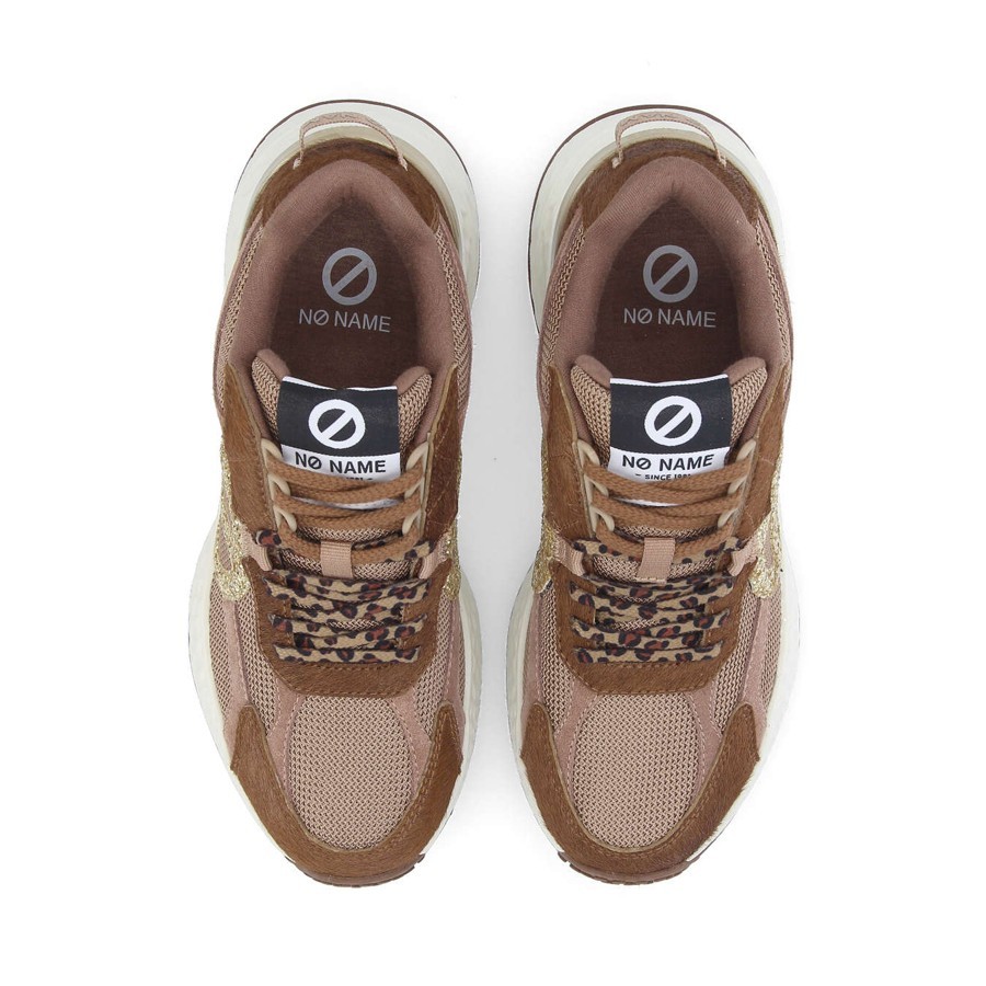 No Name Carter Runner 2.0 Knit Pony Glitt Choco Gold women's sneakers