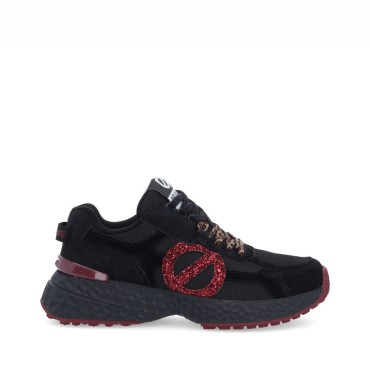 No Name Carter Runner 2.0 Knit Pony Glitt Black red women's sneakers