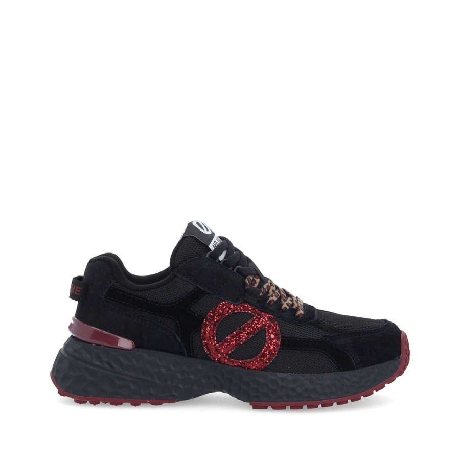 No Name Carter Runner 2.0 Knit Pony Glitt Black red women's sneakers