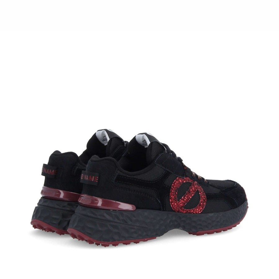 No Name Carter Runner 2.0 Knit Pony Glitt Black red women's sneakers