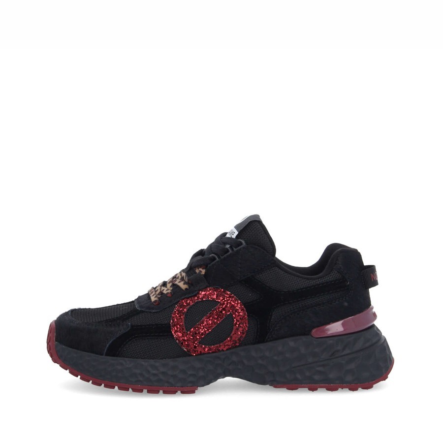 No Name Carter Runner 2.0 Knit Pony Glitt Black red women's sneakers