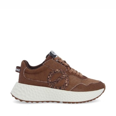 No Name Carter jogger pony glitter choco bronze women's sneakers