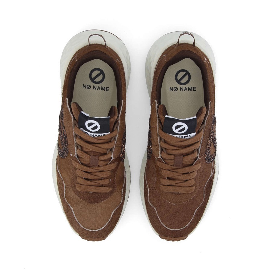 No Name Carter jogger pony glitter choco bronze women's sneakers
