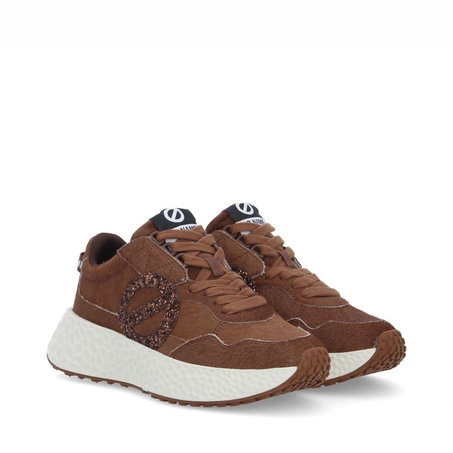 No Name Carter jogger pony glitter choco bronze women's sneakers