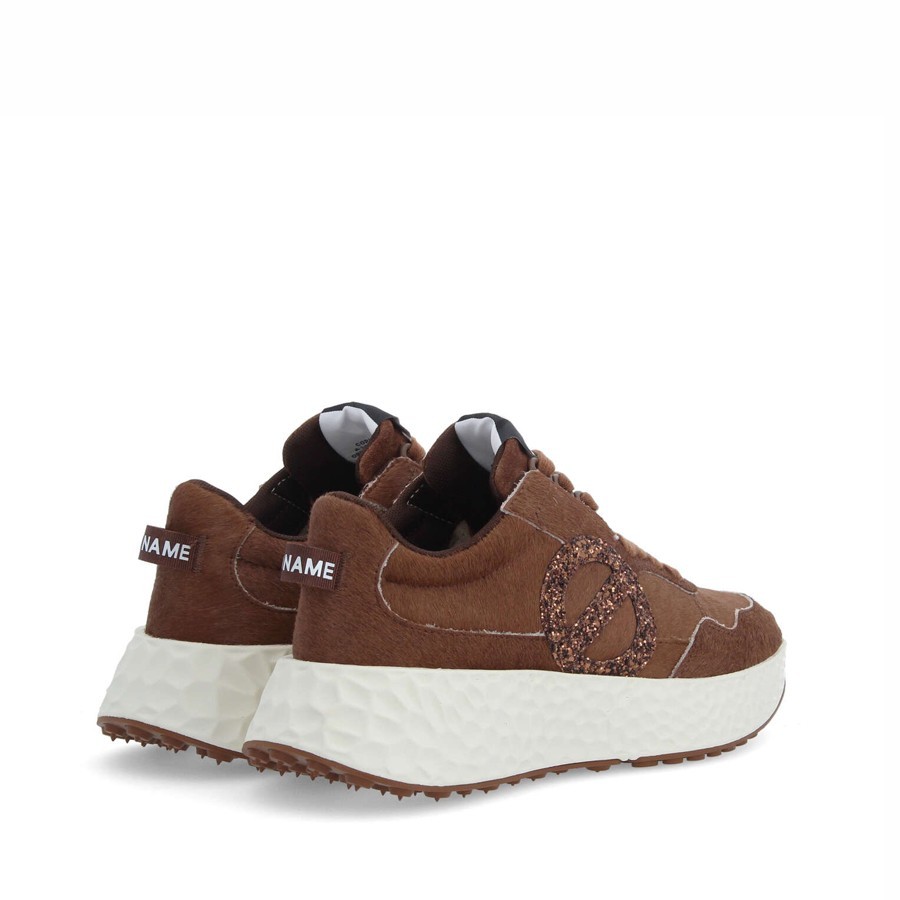 No Name Carter jogger pony glitter choco bronze women's sneakers