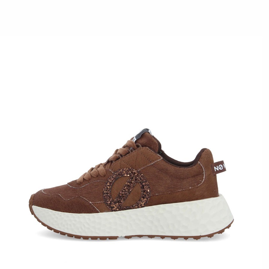 No Name Carter jogger pony glitter choco bronze women's sneakers