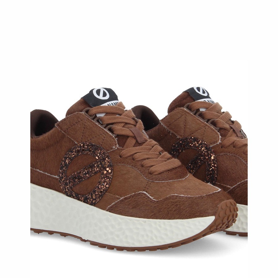 No Name sneakers donna Carter jogger pony glitter choco bronze