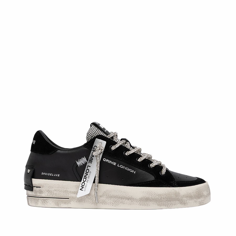 Crime London SK8 Deluxe Wedge Jet Crystal women's sneakers