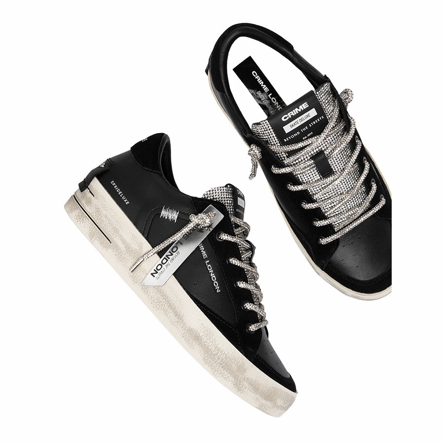 Crime London SK8 Deluxe Wedge Jet Crystal women's sneakers