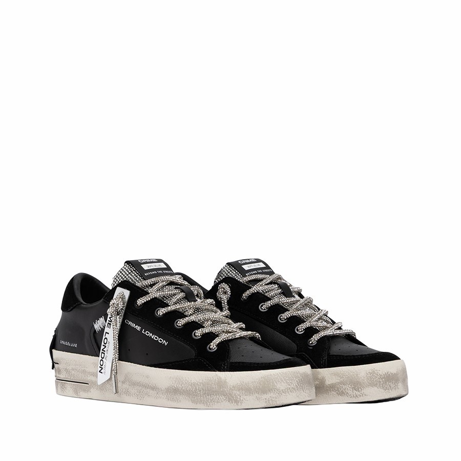 Crime London sneakers donna SK8 Deluxe Wedge Jet Crystal