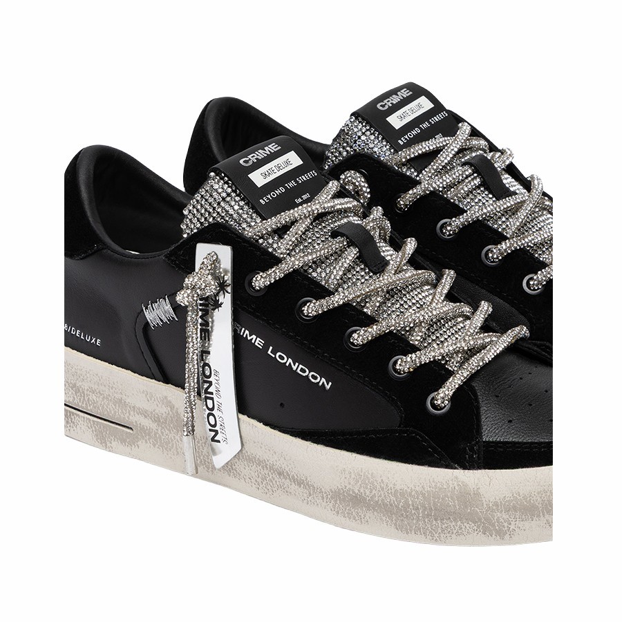 Crime London SK8 Deluxe Wedge Jet Crystal women's sneakers