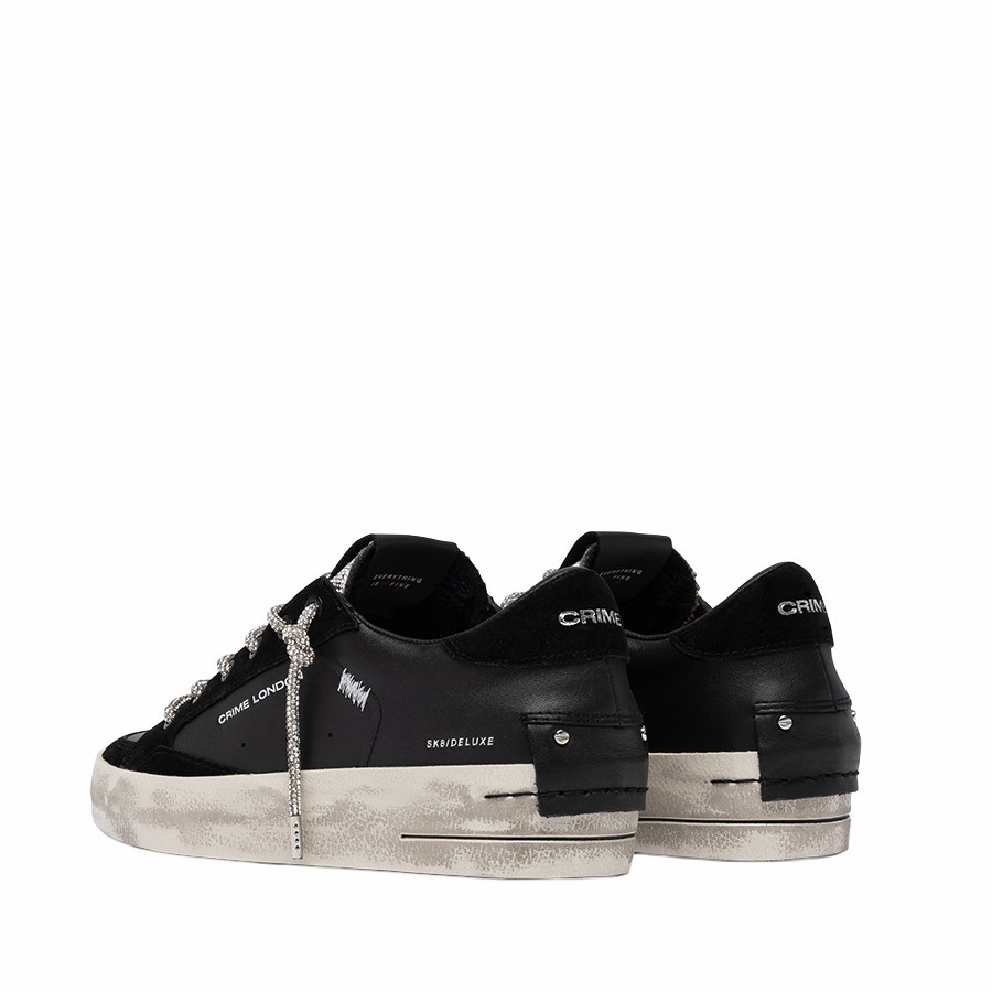 Crime London sneakers donna SK8 Deluxe Wedge Jet Crystal