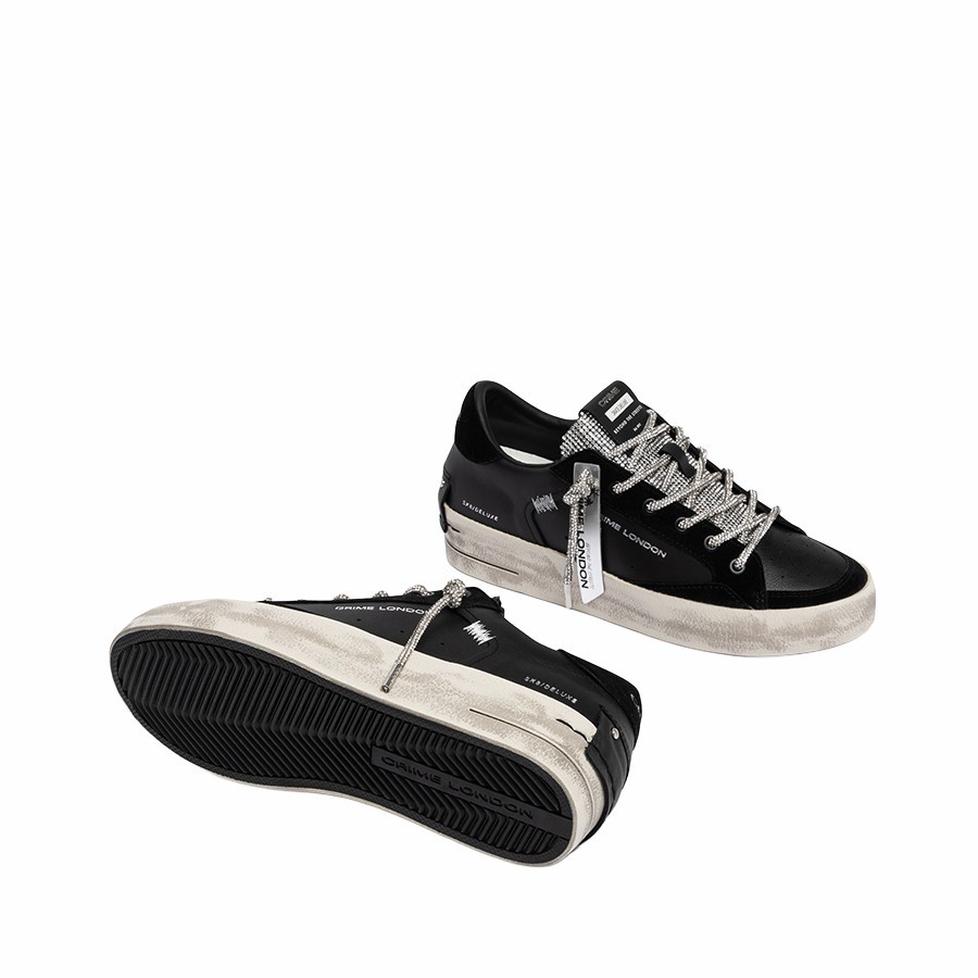 Crime London SK8 Deluxe Wedge Jet Crystal women's sneakers