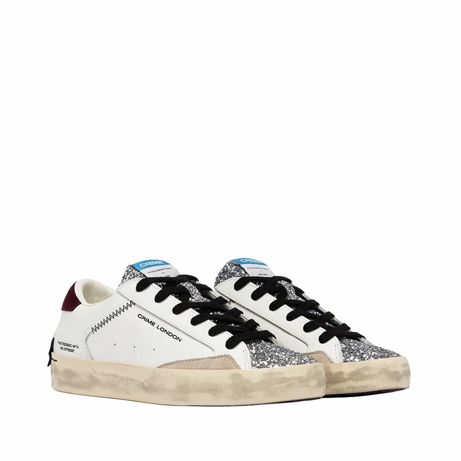 Crime London women's sneakers Distressed Burgundy Ice