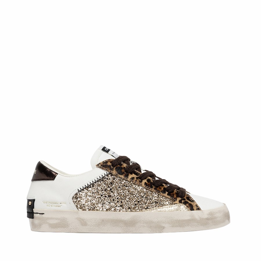 Crime London Distressed Leopard Stardust women's sneakers
