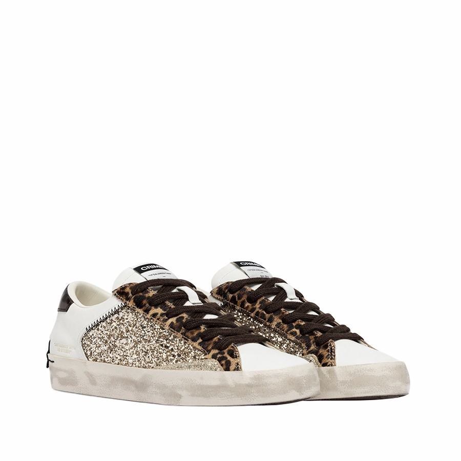 Crime London Distressed Leopard Stardust women's sneakers
