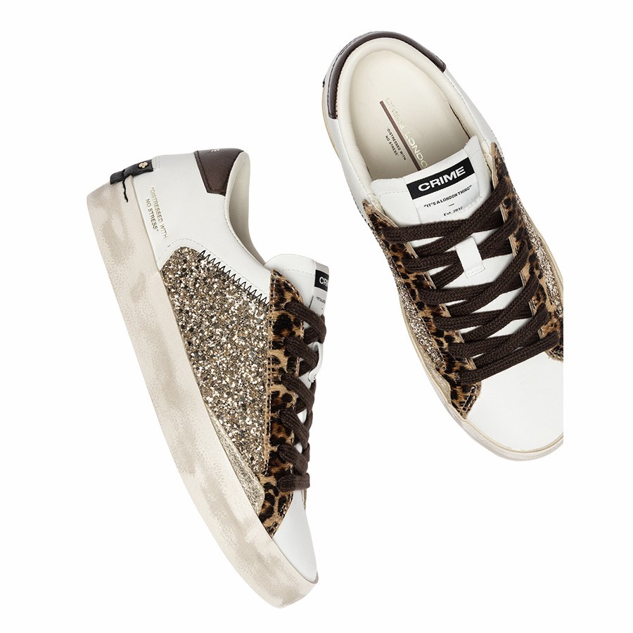 Crime London Distressed Leopard Stardust women's sneakers