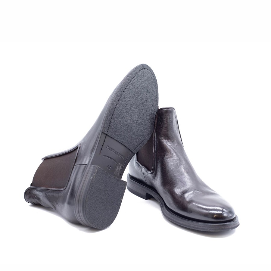PANTANETTI Men's ankle boot with dark moka leather side elastics