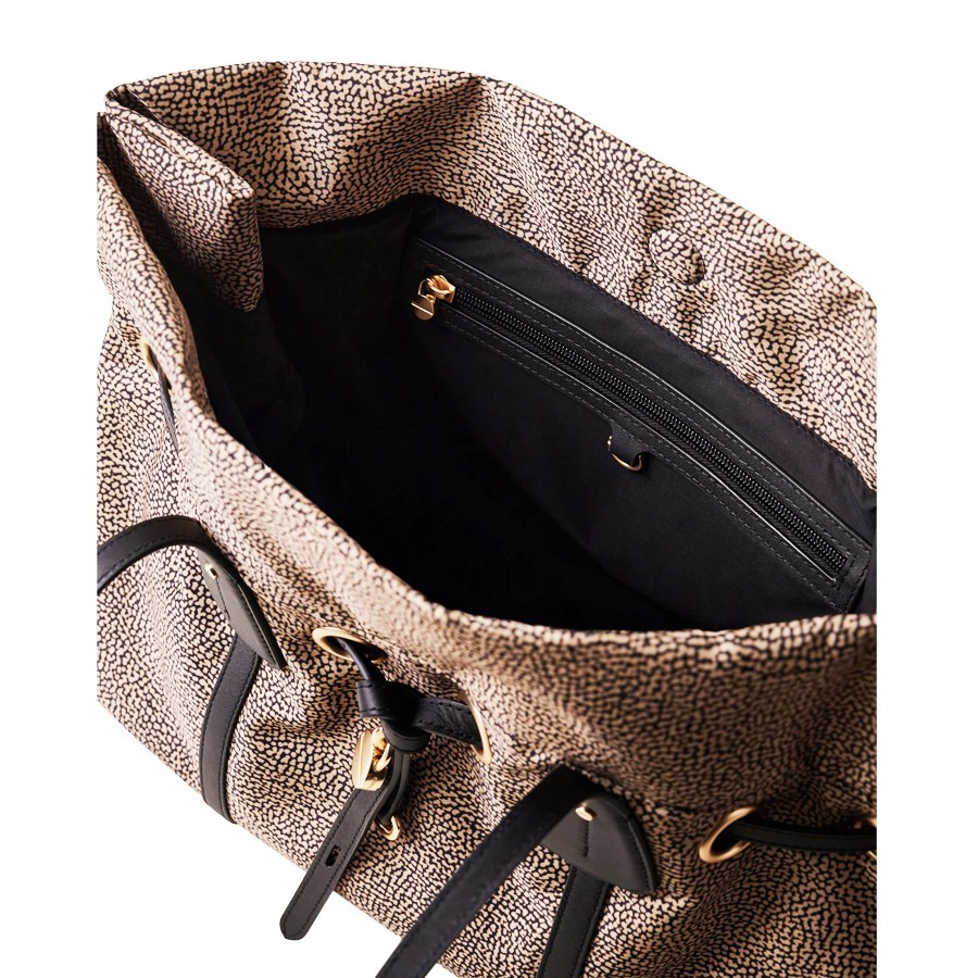 copy of Borbonese Privè shopping bag in Opaque fabric and black leather