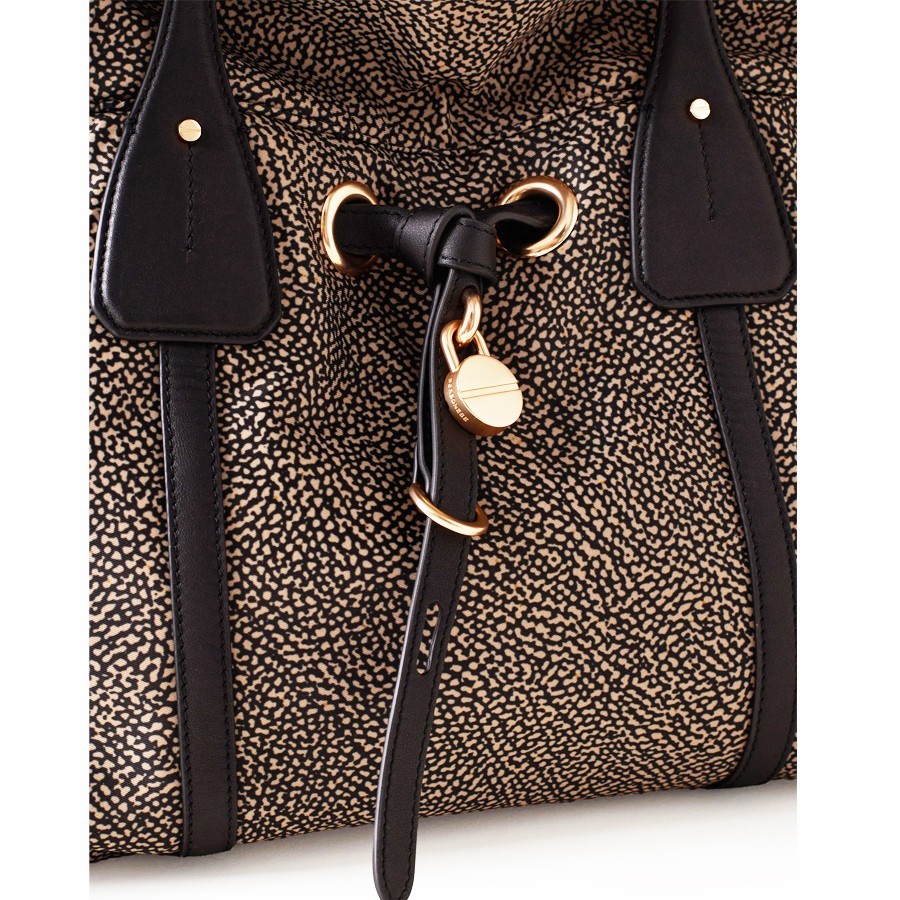 copy of Borbonese Privè shopping bag in Opaque fabric and black leather