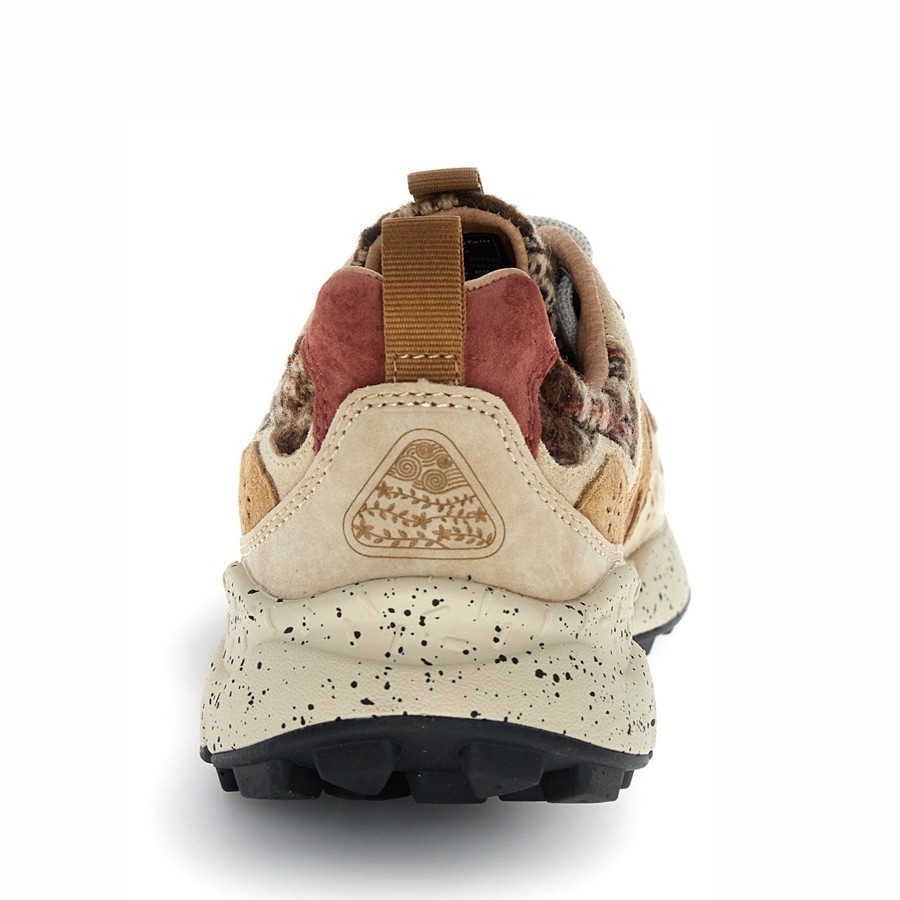 Flower mountain Yamano 3 woman suede  fabric Checked Light Brown Cream Brown