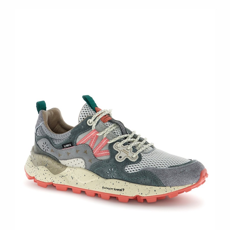 Flower mountain Yamano 3 woman suede mesh J Starple Grey Anthracite Rose