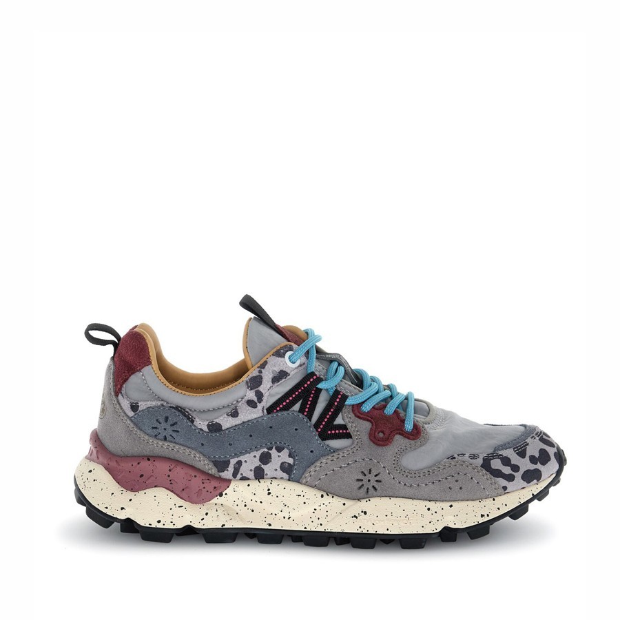 Flower mountain Yamano 3 woman suede Cow velour grey black dark greY