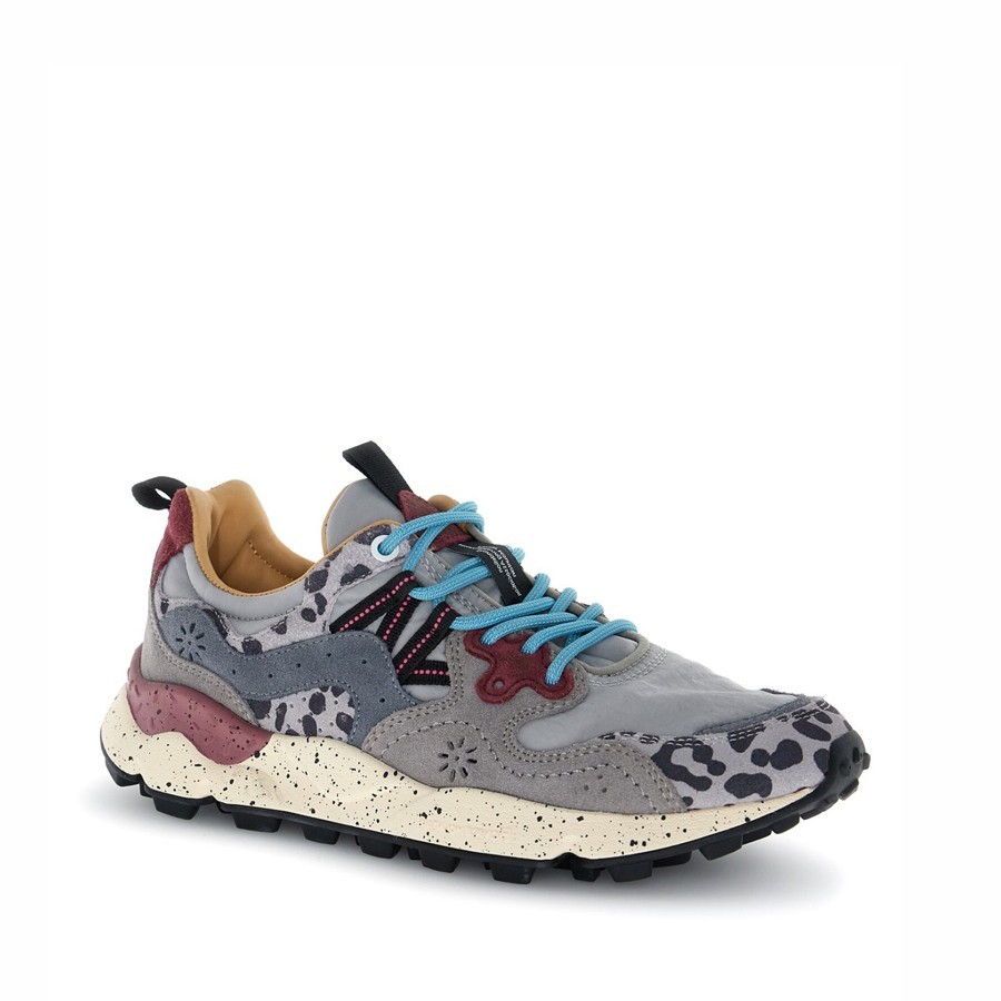 Flower mountain Yamano 3 woman suede Cow velour grey black dark greY