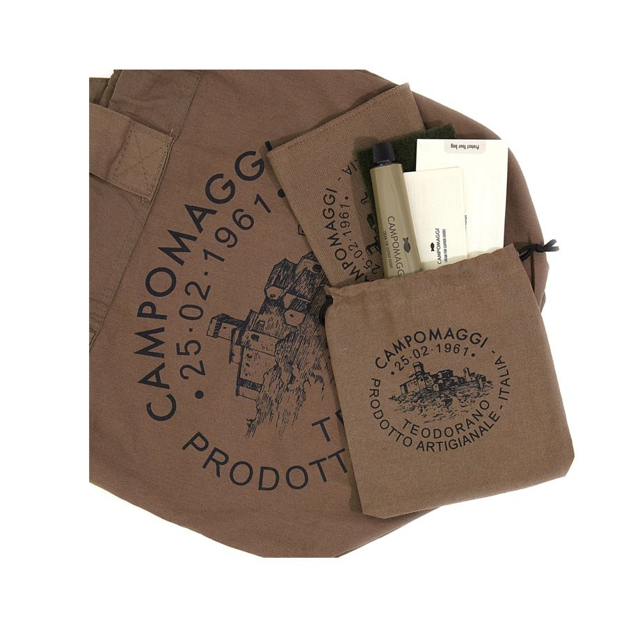 Campomaggi "Bella Di Notte" shopping bag in dark brown leather with studs and rhinestones