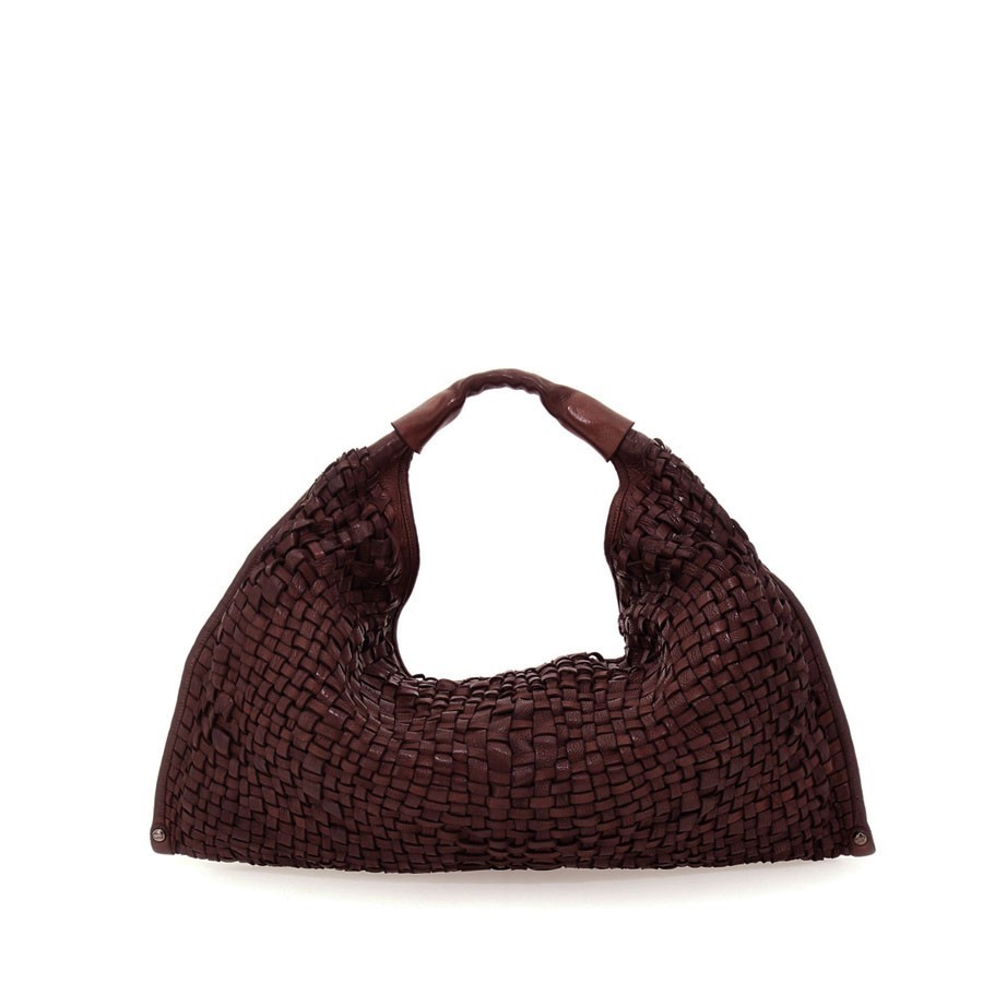 Campomaggi Athena Shoulder Bag in Burgundy Woven Leather