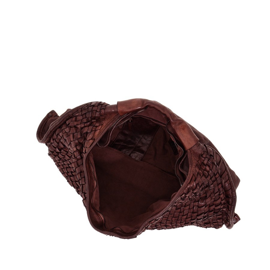 Campomaggi Athena Shoulder Bag in Burgundy Woven Leather