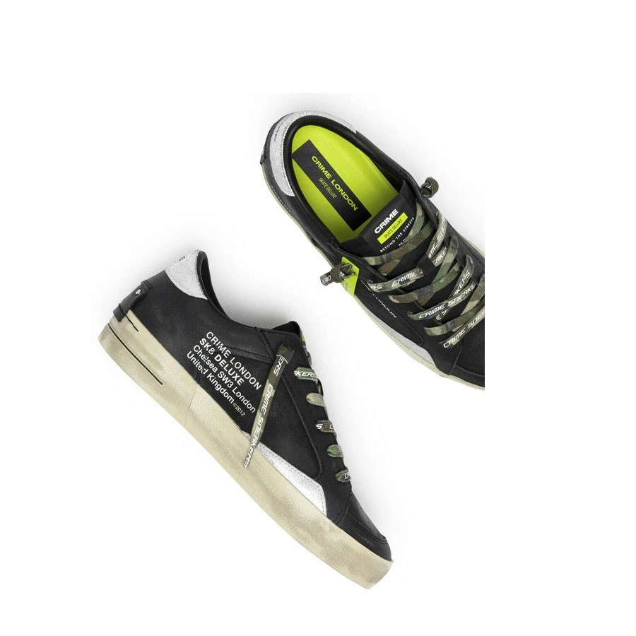 Crime London men's sneakers SK8 in black leather