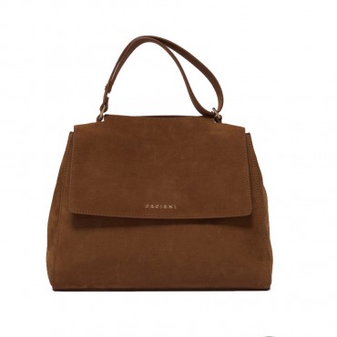 ORCIANI Sveva Nabucco Medium shoulder bag in nubuck leather with shoulder strap