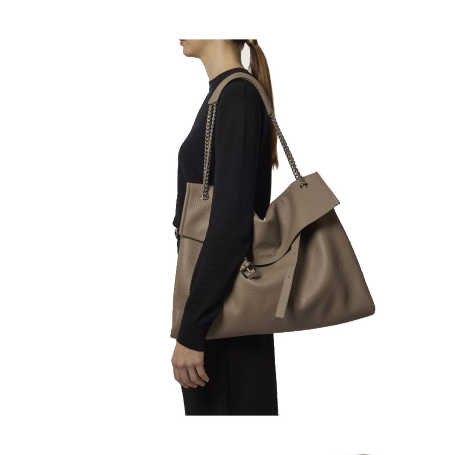 ORCIANI Borsa Venus Soft Large a spalla in pelle martellata